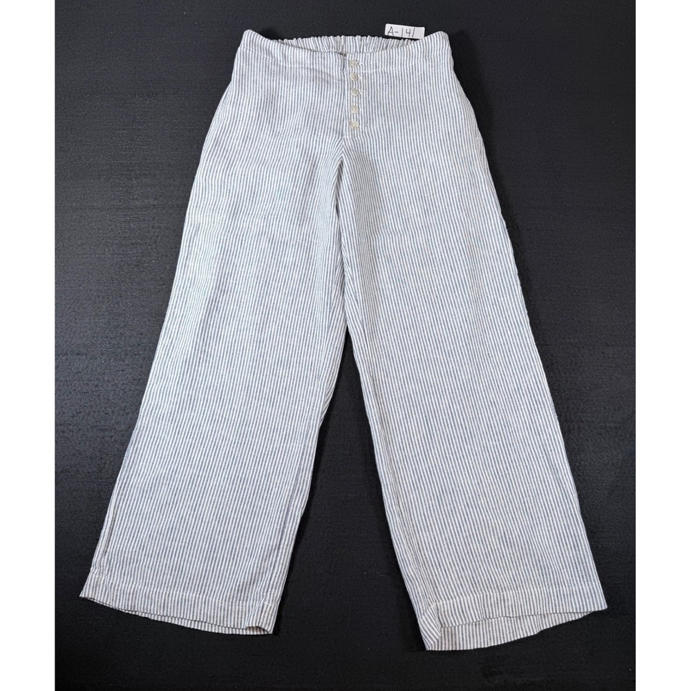 Universal Thread Blue White Striped Wide Leg Linen Blend Pants Small